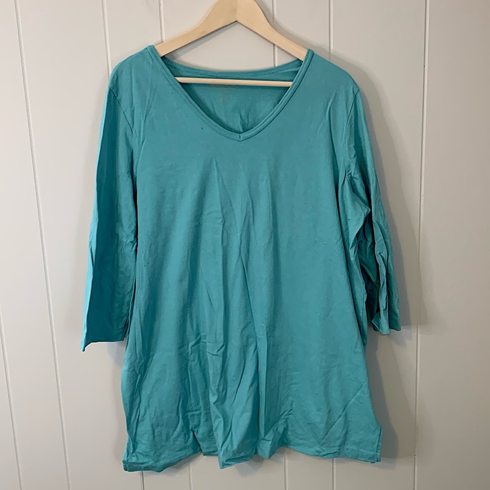 Woman Within Blue V Neck Top Size Large 18 / 20